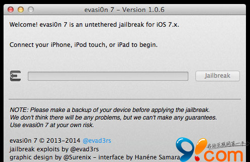 Evasi0n7 1.0.6更新支持iOS 7.0.6完美越狱
