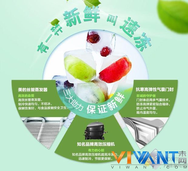 天蓝双色外观 美的热销双门冰箱低价来袭 